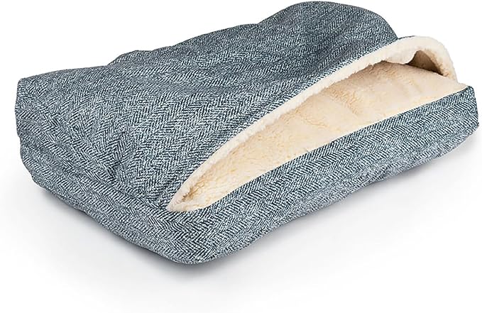 Snoozer Pet Products Luxury Rectangle Cozy Cave Dog Bed with Microsuede, Showdog Collection, Large, Palmer Indigo
