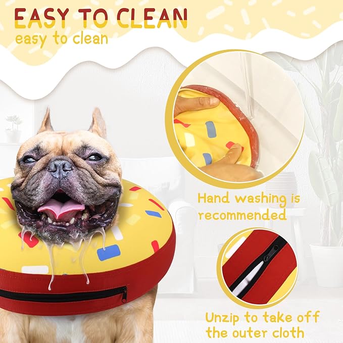 Supet Inflatable Dog Cone Collar Alternative After Surgery, Doggie Neck Donut Collar Recovery E Collar, Soft Dog Cone for Small Medium Large Dogs