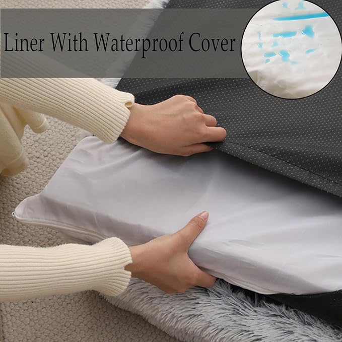 Dog Beds Medium Large Size Dog, Calming Dog Bed with Removable Washable Cover, Waterproof Lining and Nonskid Bottom(Coffee,XXL)