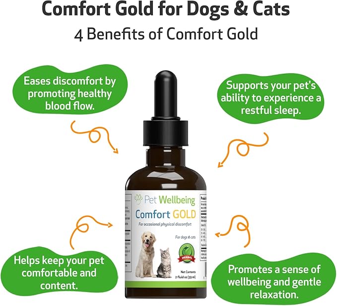 Pet Wellbeing Comfort Gold for Dogs - Supports Canine Physical Comfort, Healthy Circulation, Corydalis, Turmeric - Veterinarian-Formulated Herbal Supplement 2 oz (59 ml)
