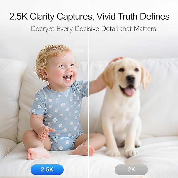 2.5K Indoor Security Camera 4pack, Non-Subscription AI Person/Pet/Cry Detection, 4MP Pet/Dog/Cat/Baby Camera w/Phone App, Pan Tilt WiFi, Night Vision, Full Duplex Audio for Home Security