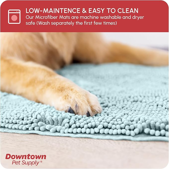 My Doggy Place Microfiber Dog Mat for Muddy Paws, 8' x 2' Light Blue - Non-Slip, Absorbent and Quick-Drying Dog Paw Cleaning Mat, Washer and Dryer Safe - Hallway Runner
