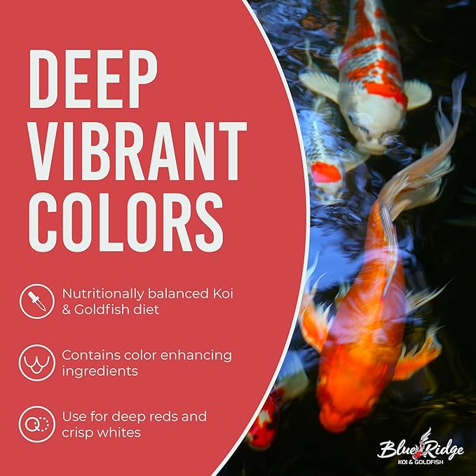 Blue Ridge Koi Fish Food 25lb - Cool Water Wheat 3/16", Fall and Winter Floating Pond Pellets, Ponds Fish Food
