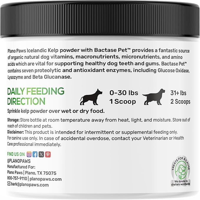 Dog Teeth Cleaning Powder - Plaque and Tartar Remover - Dental Powder with Bactase PET - Breath Freshener for Overall Dental Care - Supports Mouth, Teeth, and Gum Health for All Ages and Sizes