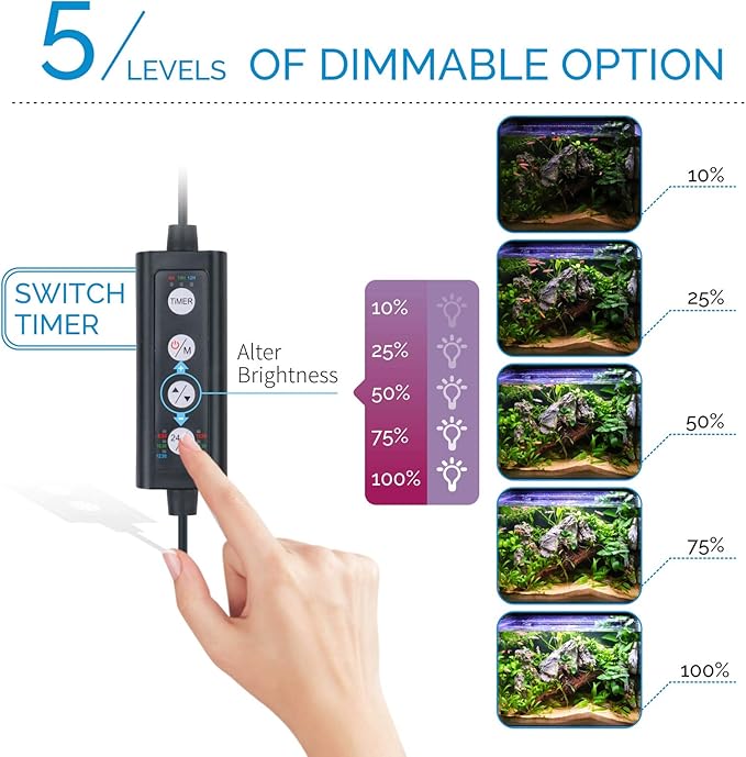 hygger Advanced LED Aquarium Light with Timer, 24/7 Lighting Cycle & DIY Mode, Full Spectrum Fish Tank Light for 24-30 in Freshwater Planted Tank