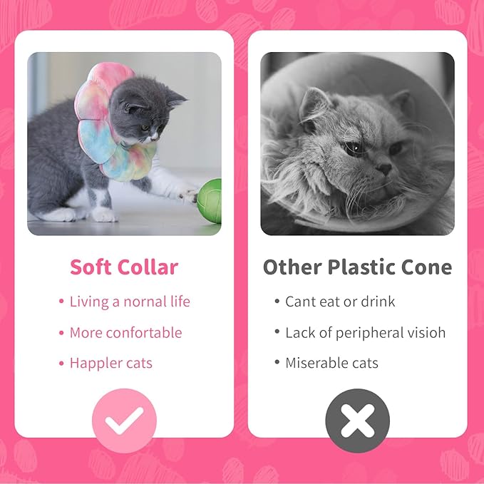 Dog Cat Surgical Recovery Cone Dog Protective Collar, Pet Recovery E-Collar Soft Neck Cone to Stop Licking Wound for Cats & Kittens Small Dog After Surgery
