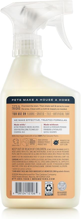 Mrs. MEYER'S CLEAN DAY Pet Multi-Surface Cleaner, Orange Blossom Scent, 16oz