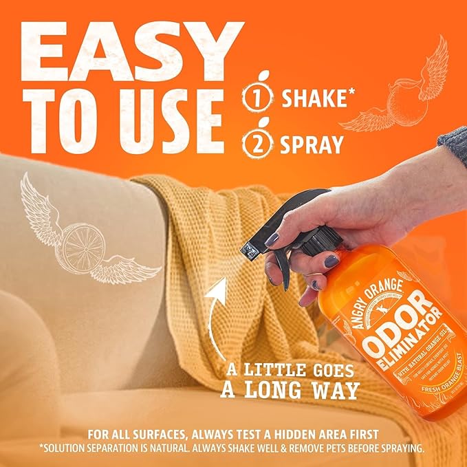 ANGRY ORANGE Pet Odor Eliminator for Dog and Cat Urine, Carpet Stains, and Strong Smells – Citrus Cleaner with Natural Orange Oil – 24 oz