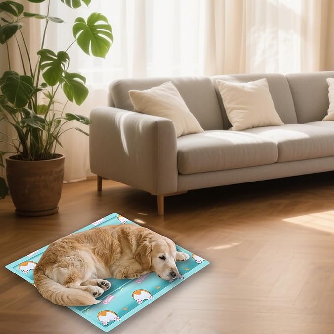 Dog Cooling Mat, Cooling Mat for Dogs & Cat, Provides Instant Relief for Small, Medium, Large Dogs, Washable, Non-Slip Design, Perfect for Hot Summer Days to Keep Pets Comfortable(M 17.7''*23.6'')