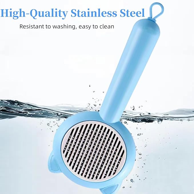 Cat Brush for Shedding，Pet Grooming Tool for Dogs，Cat Hair Brush with Self Cleaning Button for Deshedding, Easy to Removes Loose Fur
