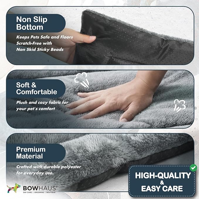20.8" x 15” Machine-Washable Fluffy Dog Bed for 24" Kennel, Soft Crate Mat with Non-Slip Bottom, Cozy Pet Pad for Sleeping, Small Dog Kennel Flat Bed