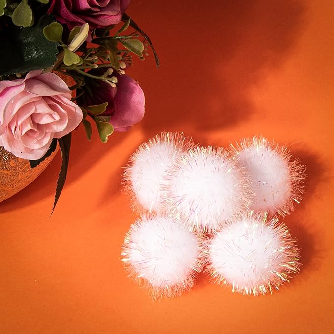 VAPKER 30 Pcs Cat Toys - Sparkle Balls, Extra Large 2 Inch Glitter Balls, White Color