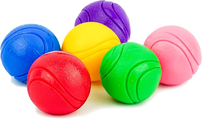SuperFetch Dog Balls 1.5 Inch - Squeaky Dog Toys for Small Dogs and Puppies - Rubber Balls for Fetch, Training, Teething, Boredom and Solo Play - 6 Pack