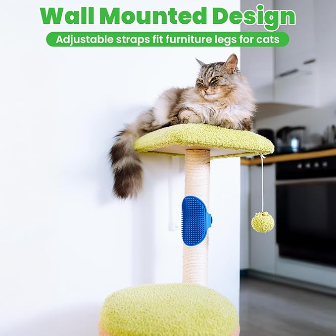 4Colors Cat Self Groomer for Indoor Cats, Wall Mounted Silicone Self Grooming Cat Brush for Long Short Hair, Cat Face Scratchers Cat Corner Massage Comb for Kitten Sofa Chair Leg Scratching Post Cover