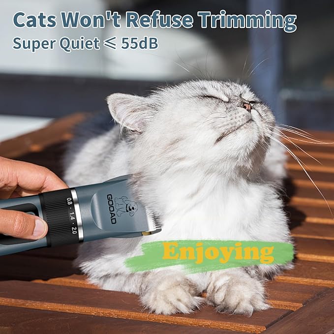 Cat Clippers, Professional Grooming Kit, Cordless Clippers for Thick Coats, Hair Trimmer, Low Noise Shaver Quiet Pet Tools Cats Dogs (Blue), 1.0 Count