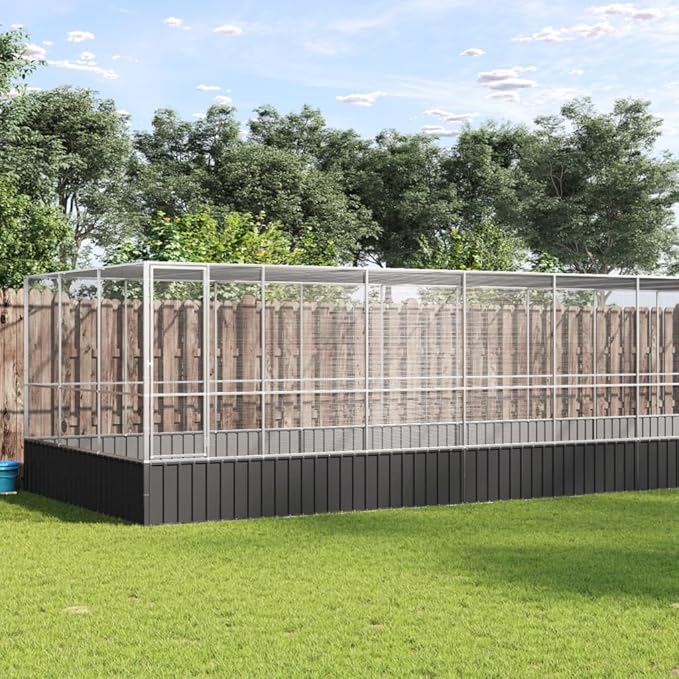 Steel Aviary with Extension, Large Bird Cage with Lockable Door, Aviary Spacious and Versatile Cage Ideal for Parakeets, Parrots, Lovebirds, Cockatiels, Pigeons, 448.4"x120.9"x83.5",-289