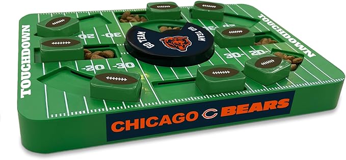 Pets First NFL Chicago Bears Large Puzzle Toy, New Size, Interactive Dog Treat & Slow Feeding Toy