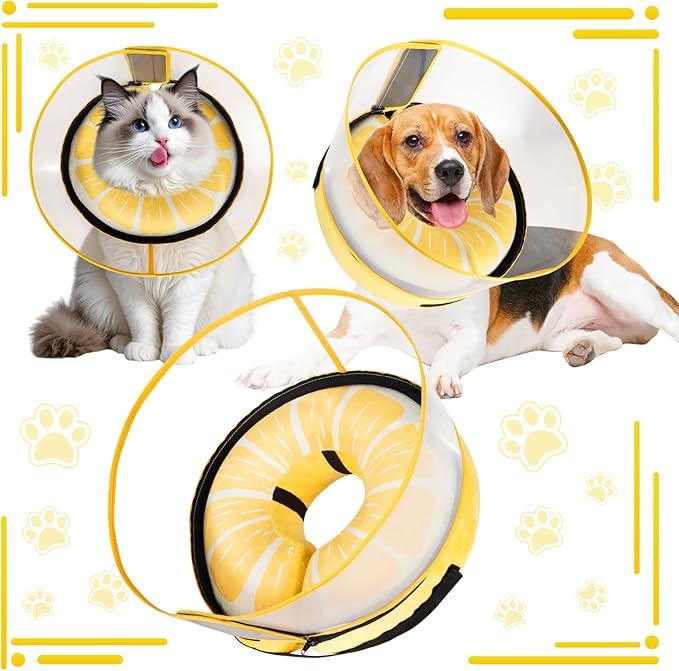 Inflatable Dog Cone Collar with Detachable Enhanced Anti-Licking Shield, Soft Neck Donut Collar for Dogs After Surgery, Adjustable Dog Cone Alternative for Large Medium Small Dogs & Cats