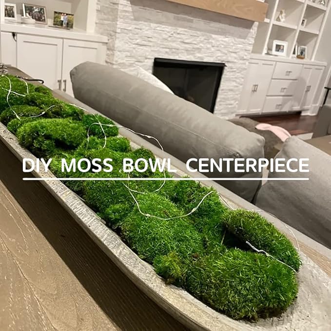 Preserved Pole Moss Pillow Bun Cushion Natural Green Decorative Real Natural Green DIY Kit Terrariu7r Table Decor Wedding (10.5 sq.ft., Green-B)