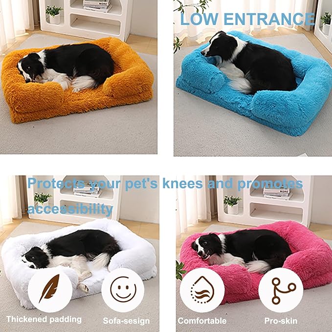 Dog Beds Large Sized dog Orthopedic, Sofa Dog Bed with Waterproof Lining and Nonskid Bottom, Rectangle Washable Dog Bed for Medium Small Dogs and Cats Comfortable ( Color : Purple , Size : 31 x 21" )