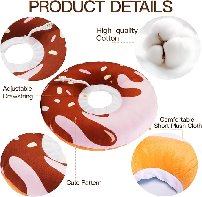 Cat Cone Collar Soft, Cute Cat Donut Collar After Surgery, Adjustable Kitten Recovery Cones to Stop Licking, Lightweight Neck Elizabethan Collars for Cats Kittens (Chocolate, Large)