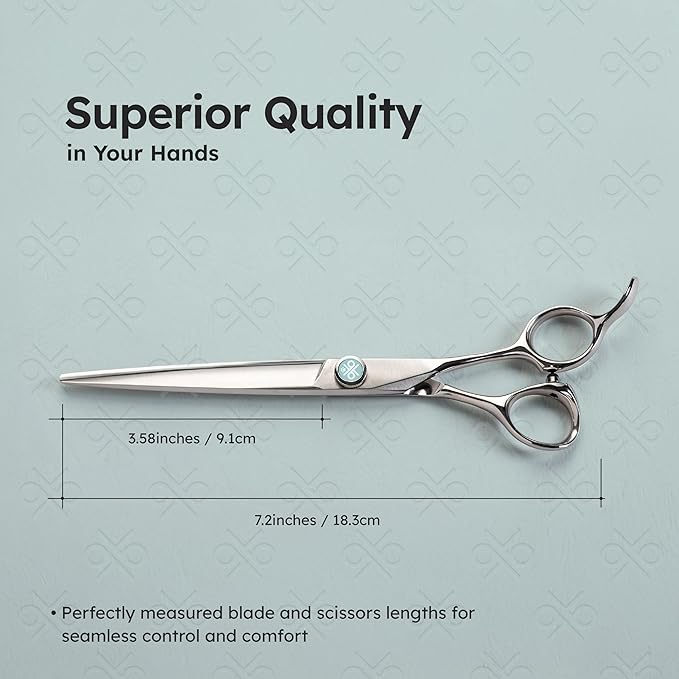 7" Dog Grooming Scissors – Handcrafted, Ergonomic, VG10 Stainless Steel for Sharper, Tougher, Better Edge Retention, Lightweight Shears with 3D Convex Blade for Dogs and Cats