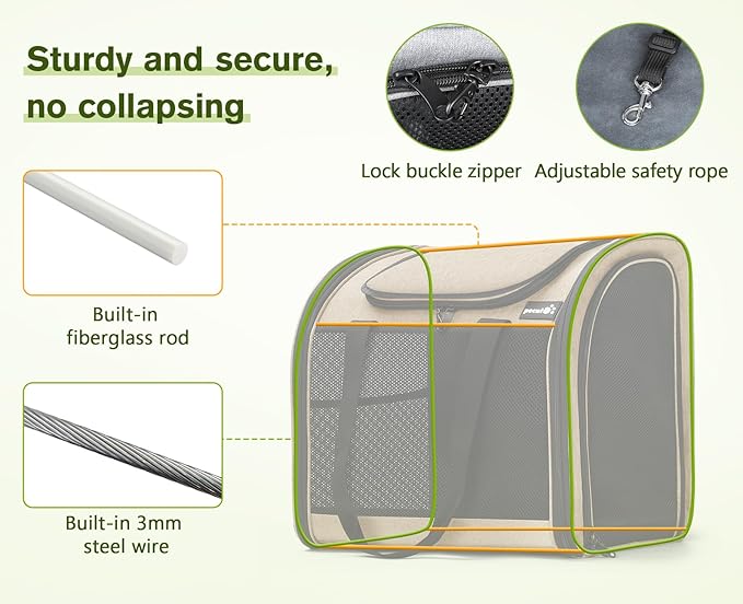 Pecute Cat Backpack with Widened Interior Space, Upgraded Dog Backpack Carrier with Various Ways to Carry, Pet Backpack with Breathable Mesh, Pet Travel Carrier with Soft Padded,Khaki