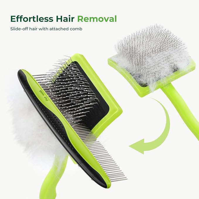 Pecute Slicker Brush for Dogs Cats with Air-Cushion and Soft Pins, Dog Brush for Shedding Massaging Grooming, Lightweight Cat Brush with Pet Comb, Gently Removes Loose Fur Undercoat