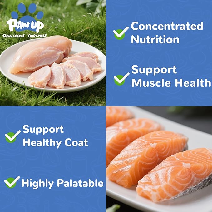 Freeze Dried Raw Dog Food, Chicken & Salmon Recipe Dog Food Topper, High Protein, Rawhide Free, Gluten&Grain Free for Dogs, Cats, 5.3oz