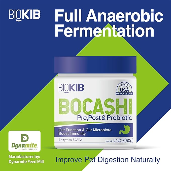 BOCASHI Probiotics for Dogs & Cats, Pet Fermented Nutritional Powder - for Digestive Health, Gut Support, Diarrhea & Constipation, Immune Booster - Natural, Made in USA - 60 Scoops