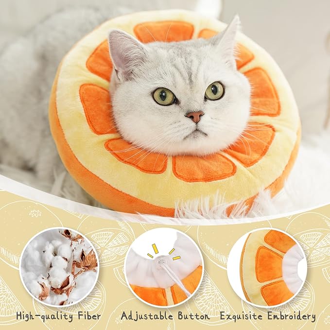 ANWA Adjustable Cat Cone Collar Soft, Cute Cat Donut Collar After Surgery, Kitten Recovery Cones to Stop Licking