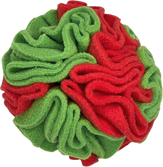 Puppy and Small Breed Snuffle Interactive Foraging Dog Puzzle Ball Toy Christmas Green and Red