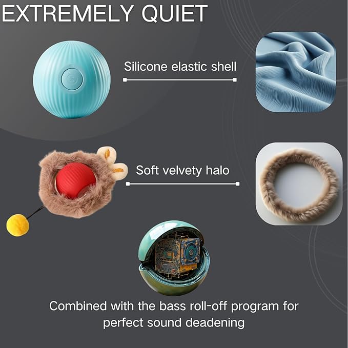Interactive Cat Toys for Indoor Cats, Fast Rolling Ball in Play Mat, Automatic Moving Cat Ball in Pouch, Stimulate Your Cat's Nature, 28 Inch cat Toys (Round [with Steel Ring])