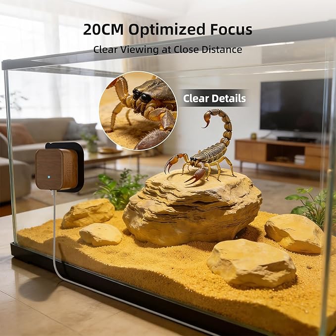 5MP Aquarium & Terrarium Camera, WiFi Pet Camera with Daily Time-Lapse Video, 120° Wide-Angle Anti-Glare Lens, AI Motion Alerts, Color Night Vision, Easy Magnetic Install for Fish, Reptiles, Insect