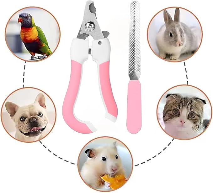 Zoocozy Cat Dog Pets Nail Clippers and Trimmers, Cat Grooming Supplies with Safety Guard, Avoid Overcutting, for Cat Dog Kitten Puppy Rabbit Guinea(Pink)