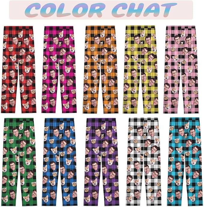 Custom Pajamas Pants with Photo for Men Women:Made in USA Personalized Pajama Trousers,Gifts for Wife Husband