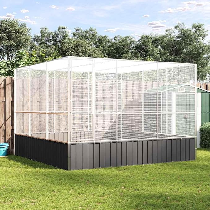 Steel Aviary, Large Bird Cage with Lockable Door, Aviary Spacious and Versatile Cage Ideal for Parakeets, Parrots, Lovebirds, Cockatiels, Pigeons, 122.4"x120.9"x83.5",-274
