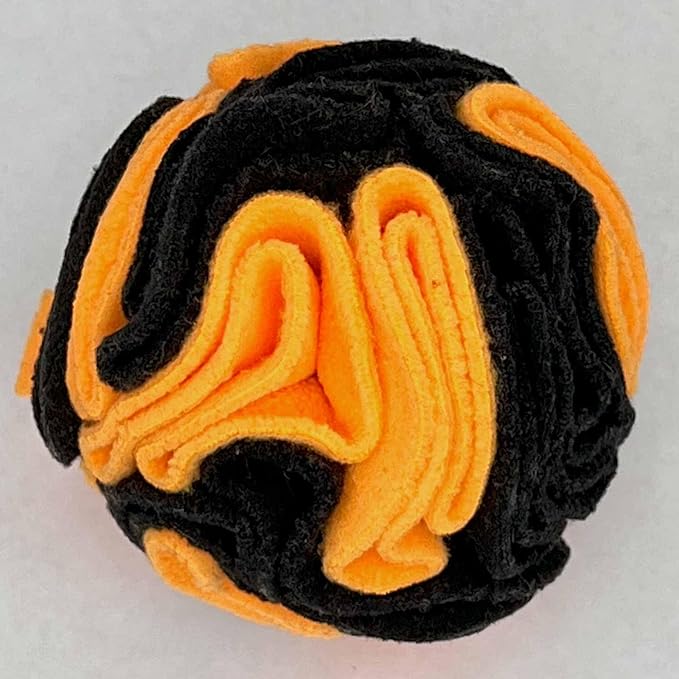 Puppy and Small Breed Snuffle Interactive Foraging Dog Puzzle Ball Toy Halloween Orange and Black