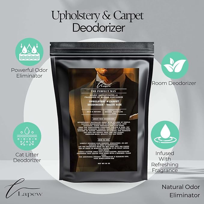 The Perfect Man Carpet Freshener Powder Refill 36 oz | Powerful Odor Eliminator for Home | Upholstery Deodorizer | Carpet Deodorizer | Pet Urine | Cat Litter Box