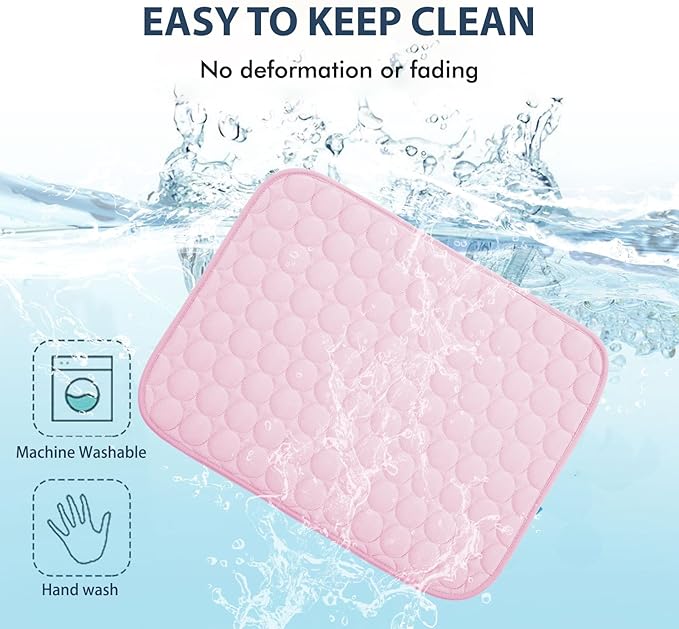 MICROCOSMOS Summer Cooling Mat & Sleeping Pad- Water Absorption Top, Materials Safe, Easy Carry, EZ Clean. Keep Cooling for Pets, Kids and Adults.(Pink, 48" x48")