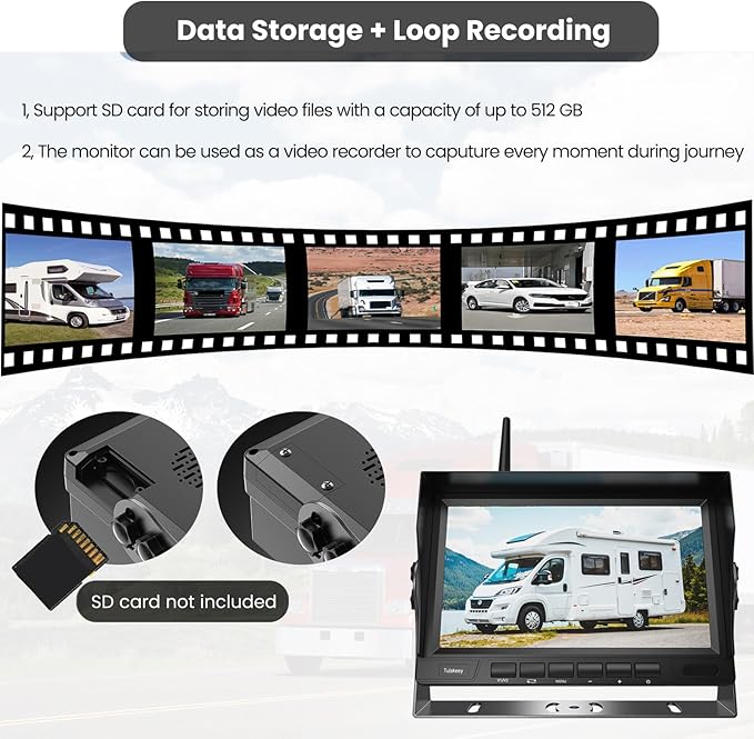 Wireless Backup Camera with Screen, Rear View Mirror Camera 1080P, Night Vision and Waterproof IP68 for RV Trailer Trucks - Tulakeey