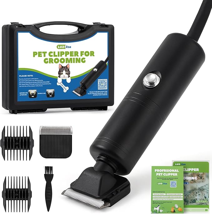 300W Pet Grooming Clippers (2000-6600rpm Stepless Speed Control, Heavy-Duty Commercial Grade, 13ft Power Cord, Low Noise< 50db, with Extra Blade) (300W Stepless Speed Control)