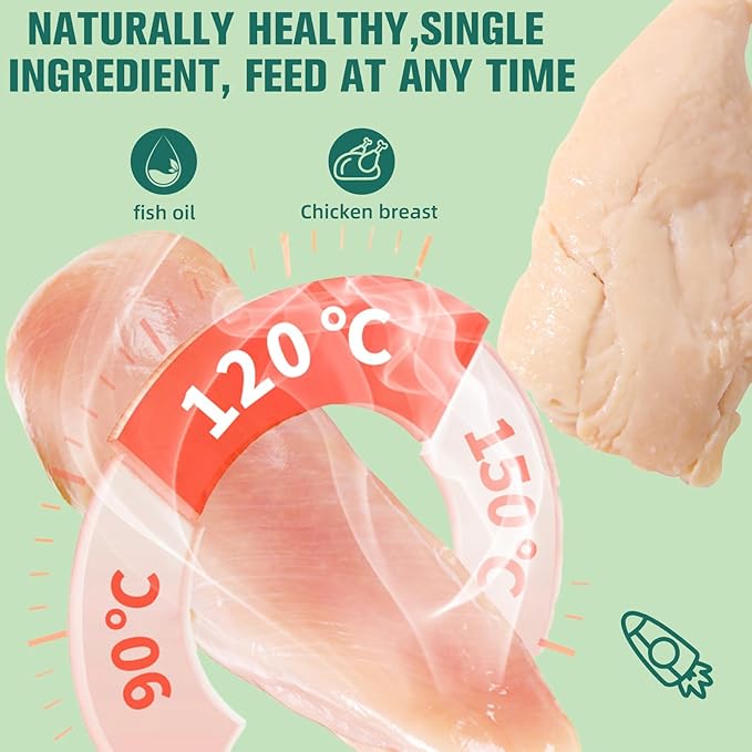 Steamed Chicken Breast Pet Snacks - Natural and Healthy, High Protein, Rich in Fish Oil, No Additives, Suitable for Cats and Dogs, 4PCS/1Pack, 160g/5.64oz