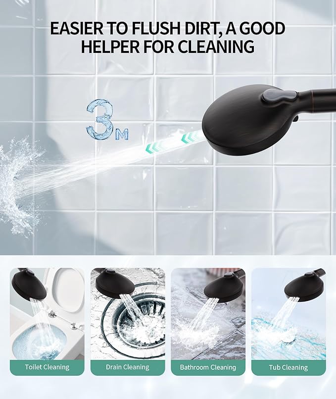 Filtered Shower Head with Handheld, High Pressure 9 Spray Mode ORB Showerhead with 4 Filters, Detachable Shower Head, Water Softener Filters Beads for Hard Water - Remove Chlorine