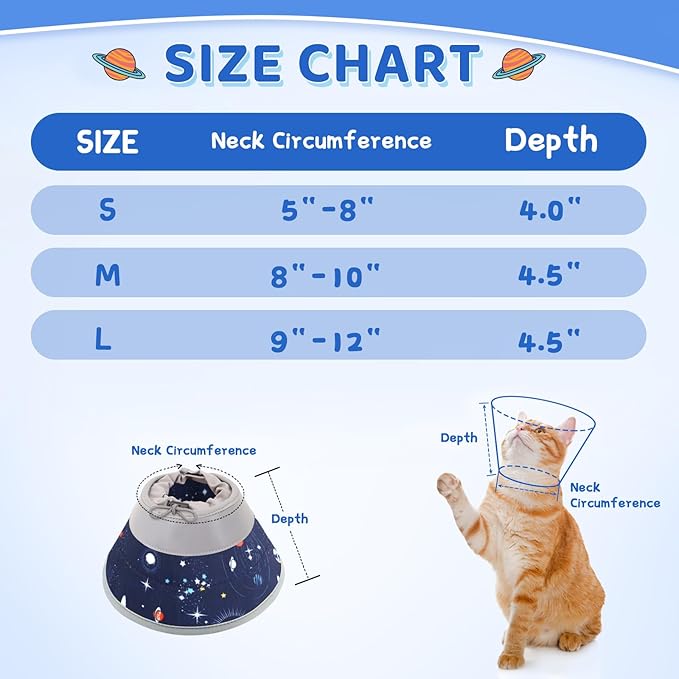 Cat Cone Collar Soft to Stop Licking, Adjustable, Foldable Lightweight Kitten Cones After Surgery Recovery for Cats & Kittens, Cat Cone Alternative (Grey, L)