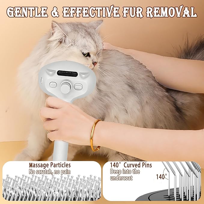 4 in 1 Cat Steam Brush, Self Cleaning Steamy Pet Brush, Anti Static Pet Spray Hair Removal Comb for Removes Loose Hair and Reduces Shedding