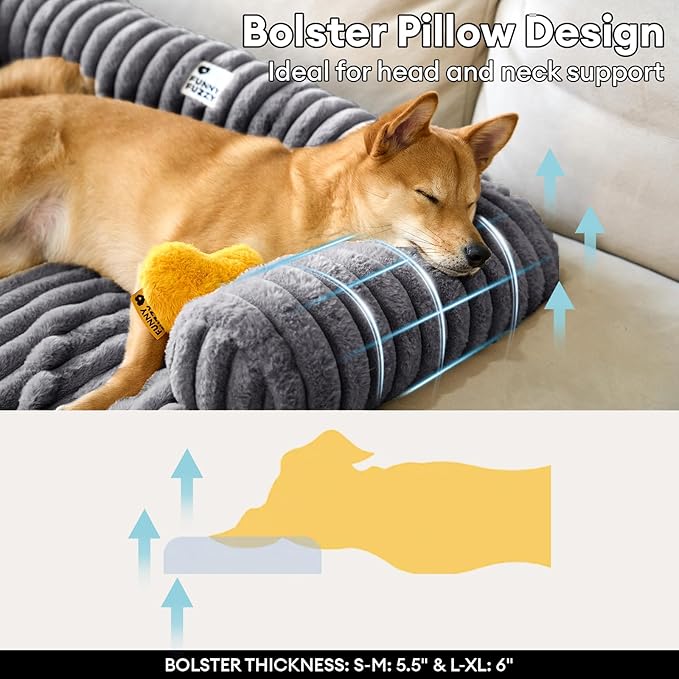 FUNNY FUZZY Pet Couch Cover for Sofa, Calming Dog Bed for Couch, Fluffy Plush Cat Bed Mat for Furniture Protector for Small Dogs and Kitten, 27×24 in, Dark Grey
