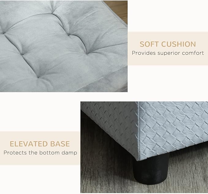 Luxury Fancy Dog Bed for Small Dogs with Hidden Storage, Small Dog Couch with Soft 3" Foam, Dog Sofa Bed, Cushy Dog Bed, Modern Pet Furniture for Puppies and Little Breeds, Gray