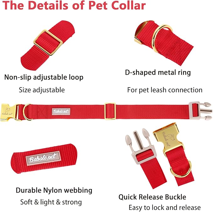 Nylon Dog Collar - Adjustable Burgundy Red Soft Webbing Dog Collars for Small Medium Large Dogs Boy Girl Puppy Collar with Safety Metal Buckle XS