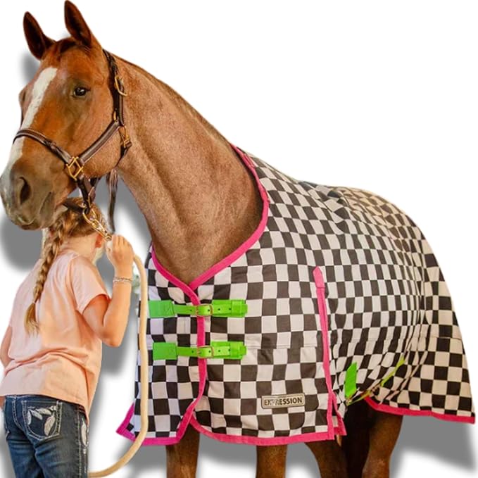 Jeffers Expression 1200 Denier Standard Neck Turnout Sheet, Skater Cowgirl, 78"- Waterproof, Breathable Horse Sheet with 0g Polyfill, No Insulation - Ideal Protection for Wind & Rain, Light Weight